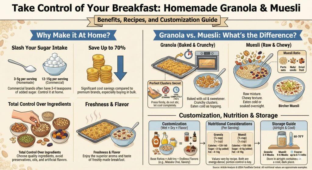 infographic of home made muesli and granola
